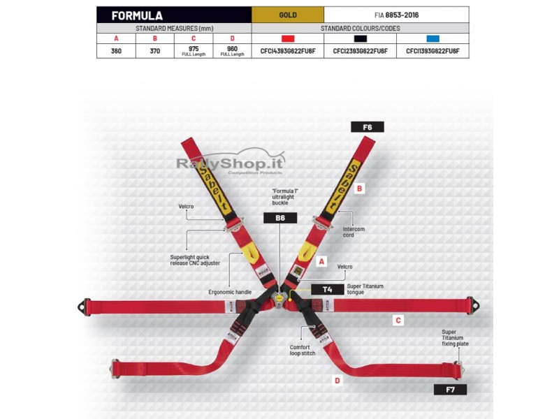 Cintura Sabelt GOLD Superformula 6p