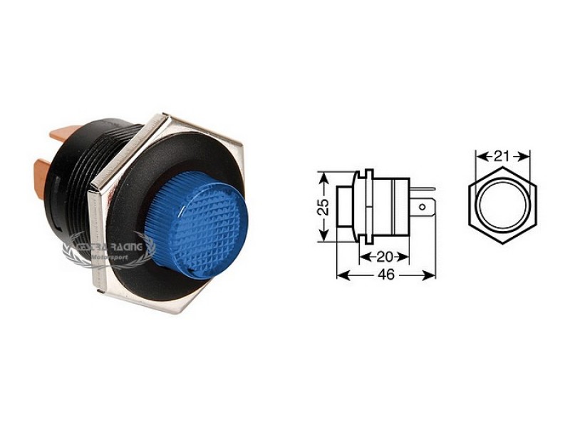 INTERRUTTORE A PULSANTE CON LED - 12/24V - BLU