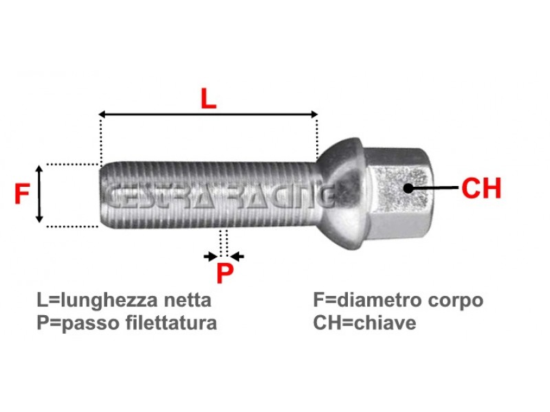 BULLONE SFERICO M14X1,50 L.45MM CH17