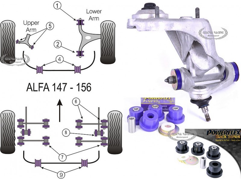 ALFA ROMEO 147 (00-10), 156 (97-07), GT (03-10) (KIT 4 PEZZI)