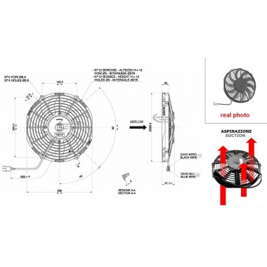 VENTOLA ASPIRANTE 12V (A8.7 - Ø 255MM - 1360M3/H)