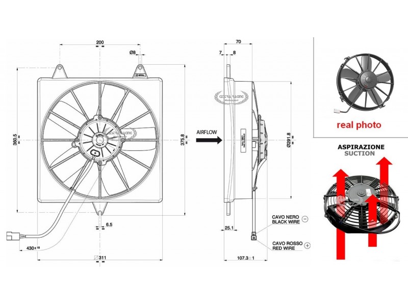 VENTOLA ASPIRANTE 12V (A12.8 - Ø 280MM - 2390M3/H)