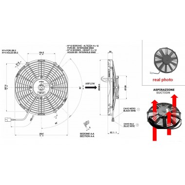 VENTOLA ASPIRANTE 12V (A8.6 - Ø 280MM - 1580M3/H)