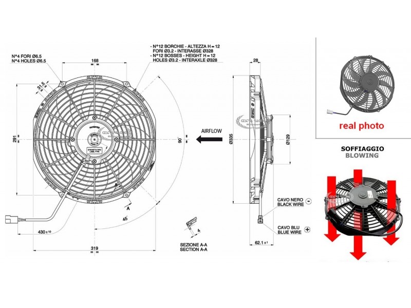 VENTOLA SOFFIANTE 12V (A10.8 - Ø 305MM - 2190M3/H)