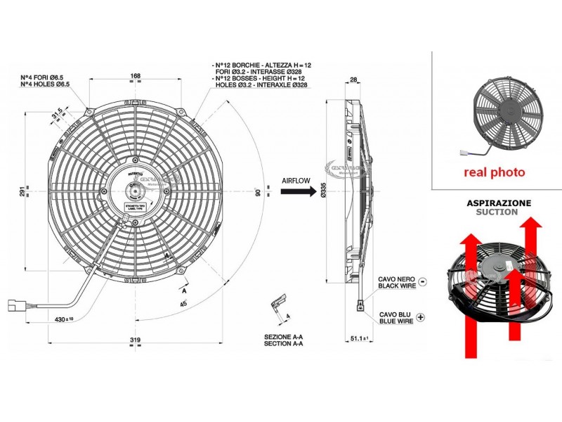 VENTOLA ASPIRANTE 12V (A6.9 - Ø 305MM - 1470M3/H)