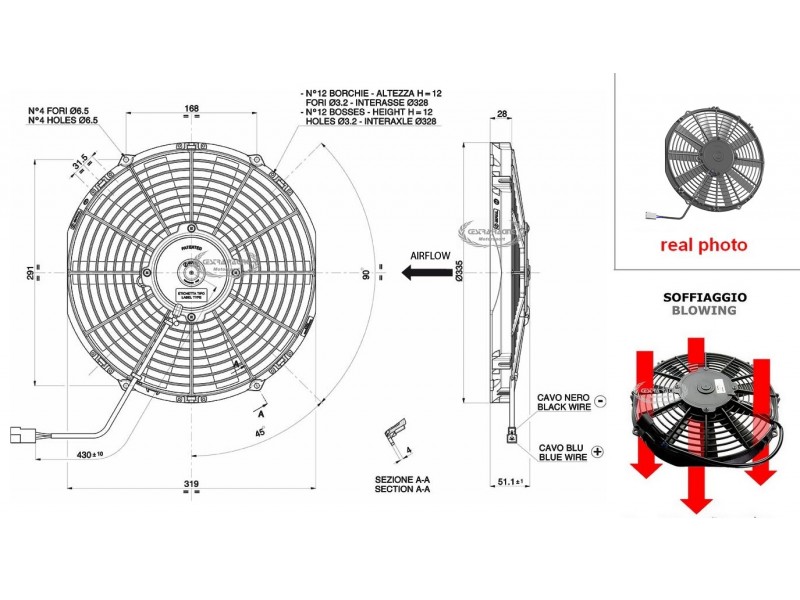 VENTOLA SOFFIANTE 12V (A6.4 - Ø 305MM - 1450M3/H)