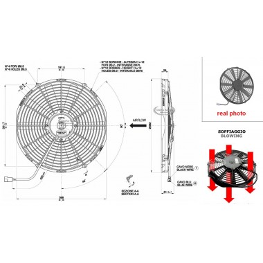 VENTOLA SOFFIANTE 12V (A5.5 - Ø 350MM - 1870M3/H)