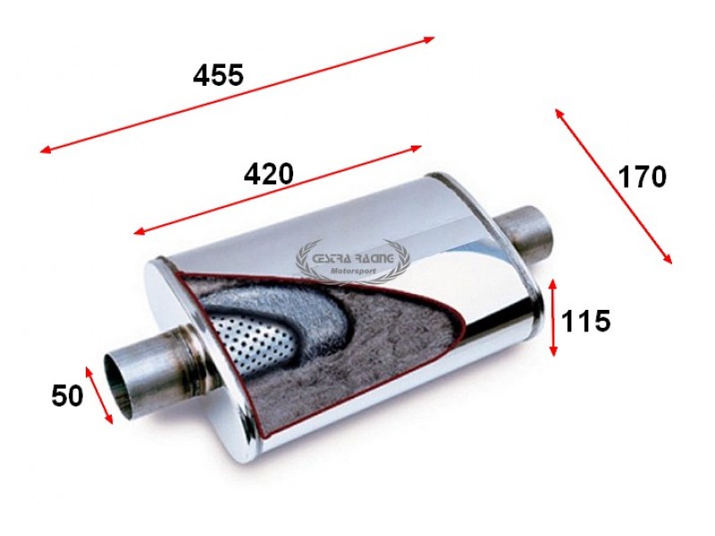 ATTENUATORE UNIVERSALE OVALE 170X115MM / 420MM / Ø50