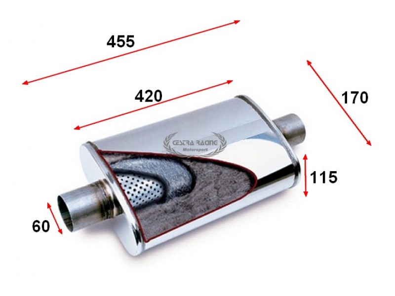 ATTENUATORE UNIVERSALE OVALE 170X115MM / 420MM / Ø60