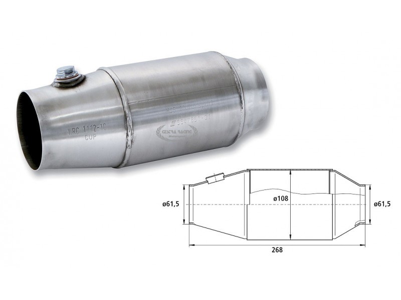 CATALIZZATORE CUP SERIES HJS - Ø TUBO 61,5 MM - (240HP/2000CM3)