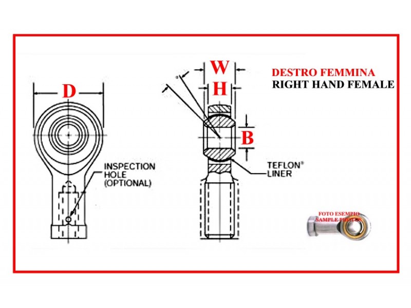 TESTA A SNODO RODOBAL FILETTO FEMMINA DESTRO M14x1.5