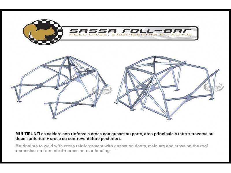 ROLL BAR FIA-J Peugeot 106 RALLYE 1991>2004 (non assemblato)