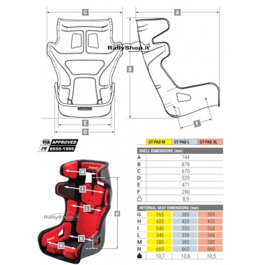 Sedile Sabelt GT-PAD ( M-L-XL)