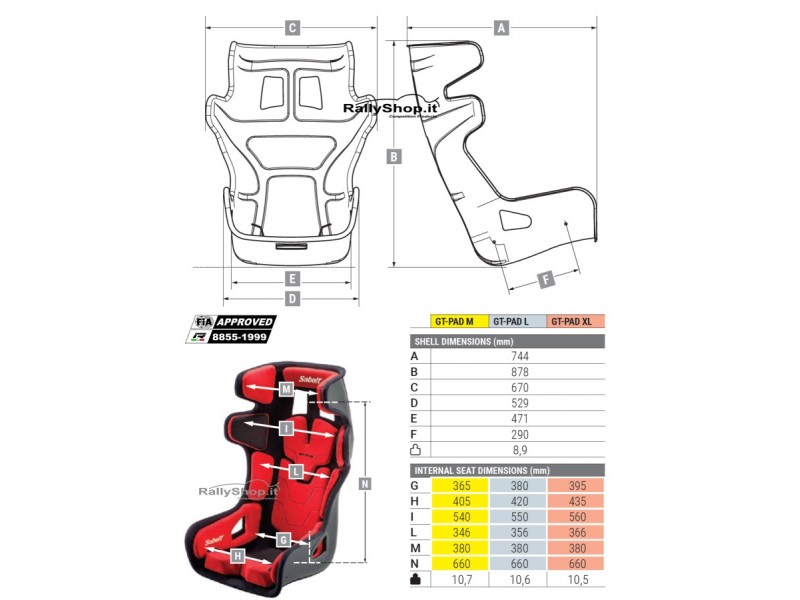 Sedile Sabelt GT-PAD ( M-L-XL)