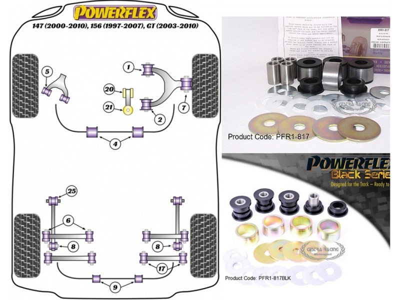 ALFA ROMEO 147 (00-10), 156 (97-07), GT (03-10) (KIT 4 PEZZI)